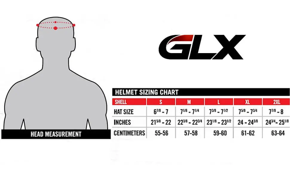 glx helmet sizing chart
